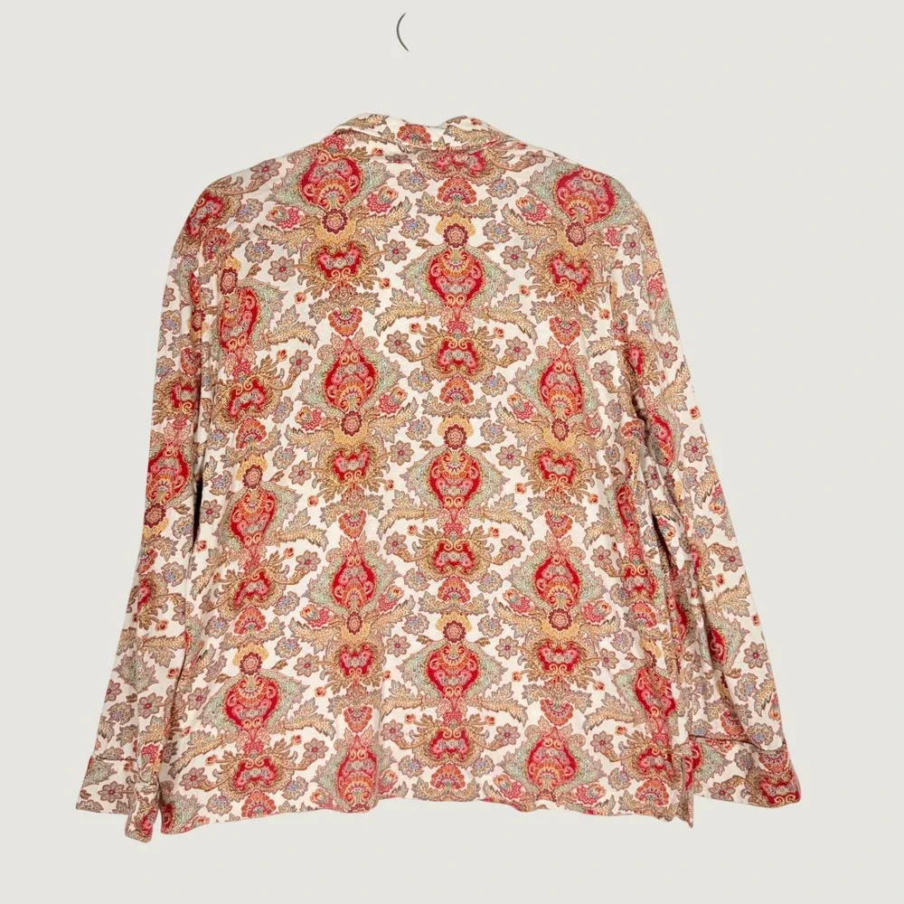 Lauren Ralph Lauren Womens Pajama Set Red Paisley Cotton Blend Large LRL Lounger